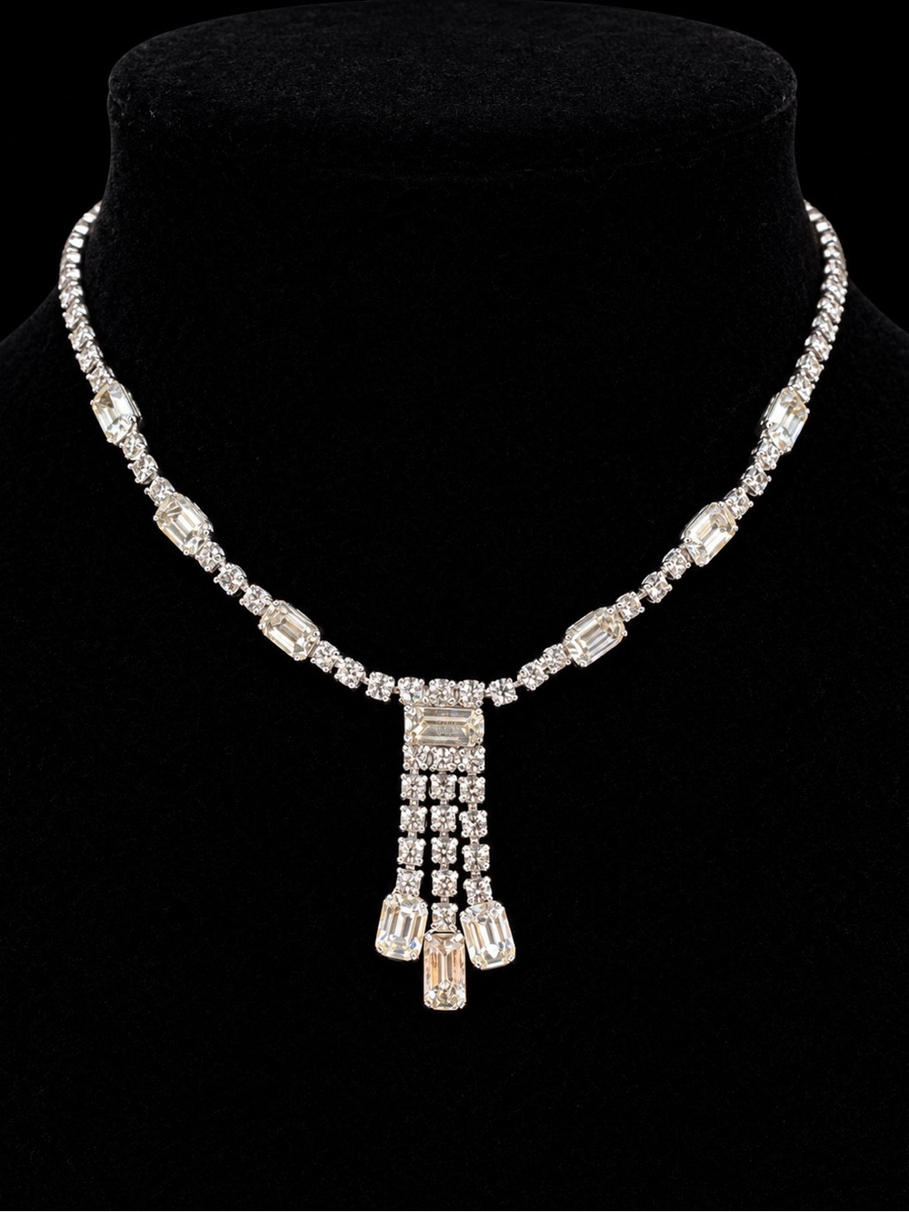 Crystal Fringe Pendant Necklace - White Crystal